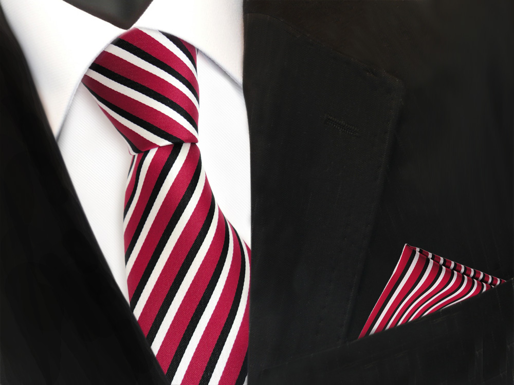 Binder schöne TigerTie Designer Krawatte rot violett rose schwarz gestreift
